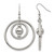 Stainless Steel Polished and Textured Geometric Circle Dangle French Wire Earrings