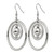 Stainless Steel Polished and Textured Geometric Circle Dangle French Wire Earrings - View 3