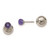 Stainless Steel Polished Ball with Blue Glass Reversible Ball Stud Earrings