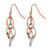 Chisel Stainless Steel Polished Rose Ion-Plated Dangle Shepherd Hook French Wire Earrings, 33 mm - View 2