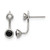Stainless Steel Polished Black and White Cubic Zirconia Post Drop Earrings, 19 mm