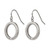 Stainless Steel Brushed and Polished with Cubic Zirconia Circle Shepherd Hook Drop French Wire Earrings, 20 mm - View 2