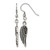 Chisel Stainless Steel Antiqued and Polished with Black Crystal Wings Shepherd Hook Dangle French Wire Earrings, 26 mm