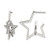Stainless Steel Post Polished with Crystal Star Hoop Earrings, 25 mm