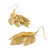Chisel Stainless Steel Polished and Textured Yellow Ion-Plated Leaves Dangle Shepherd Hook Drop French Wire Earrings, 65 mm - View 5