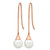 Chisel Stainless Steel Polished Rose Ion-Plated Simulated Pearl Shepherd Hook Drop French Wire Earrings, 39 mm - View 2