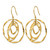 Chisel Stainless Steel Polished Yellow Ion-Plated with Red Preciosa Crystal Wavy Dangle Shepherd Hook Drop French Wire Earrings, 37 mm - View 2