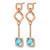 Chisel Stainless Steel Polished Rose Ion-Plated Blue Crystal Post Dangle Earrings, 44 mm - View 2