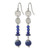 Chisel Stainless Steel Polished with Lapis Beads Dangle Shepherd Hook Drop French Wire Earrings, 59 mm - View 2
