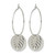 Chisel Stainless Steel Polished Textured Circle with Leaf Dangle Hoop Earrings, 36 mm - View 2