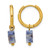 Chisel Stainless Steel Polished Yellow Ion-Plated with Removeable Blue Sodalite Dangle Hinged Hoop Earrings, 27 mm, 4.5 mm Wide