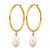 Chisel Stainless Steel Polished Yellow Ion-Plated White Baroque Cultured Freshwater Pearl Dangle Hoop Earrings, 56 mm - View 2