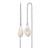 Chisel Stainless Steel Polished White Baroque Cultured Freshwater Pearl Dangle Threader Drop Earrings, 53 mm