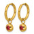 Chisel Stainless Steel Polished Yellow Ion-Plated with Removeable Red Cubic Zirconia Dangle Hinged Hoop Earrings, 24 mm - View 2