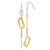 Stainless Steel & Yellow Ion-Plated Textured Square Link Dangle French Wire Earrings, 76 mm