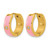 Chisel Stainless Steel Polished Yellow Ion-Plated with Pink Enamel and Cubic Zirconia 5 mm Hinged Hoop Earrings, 15 mm Long - View 2