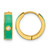 Chisel Stainless Steel Polished Yellow Ion-Plated with Green Enamel and Cubic Zirconia 5 mm Hinged Hoop Earrings, 15 mm Long