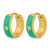 Chisel Stainless Steel Polished Yellow Ion-Plated with Green Enamel and Cubic Zirconia 5 mm Hinged Hoop Earrings, 15 mm Long - View 2