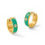 Chisel Stainless Steel Polished Yellow Ion-Plated with Green Enamel and Cubic Zirconia 5 mm Hinged Hoop Earrings, 15 mm Long - View 5