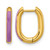 Chisel Stainless Steel Polished Yellow Ion-Plated with Purple Enamel 2.40 mm Elongated Hinged Hoop Earrings, 15 mm Long