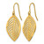 Chisel Stainless Steel Polished Yellow Ion-Plated Leaf Dangle Shepherd Hook Drop French Wire Earrings, 34 mm - View 2