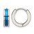 Stainless Steel Polished Blue Ion-Plated Center 4 mm Hoop Earrings, 13 mm Long