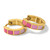 Stainless Steel Polished Yellow Ion-Plated Pink Enameled Hinged Hoop Earrings, 15 mm - View 6