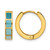 Stainless Steel Polished Yellow Ion-Plated Blue Enameled Hinged Hoop Earrings, 15 mm