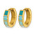 Stainless Steel Polished Yellow Ion-Plated Blue Enameled Hinged Hoop Earrings, 15 mm - View 2
