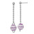 Stainless Steel Purple Ion-Plated Diamond-Cut Bead Post Dangle Earrings, 49 mm
