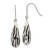 Stainless Steel Black Resin Striped Polished Teardrop Dangle French Wire Earrings, 45.6 mm