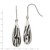 Stainless Steel Black Resin Striped Polished Teardrop Dangle French Wire Earrings, 45.6 mm - View 4