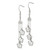 Stainless Steel with Cubic Zirconia Flower Dangle French Wire Earrings, 75 mm - View 3