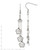 Stainless Steel with Cubic Zirconia Flower Dangle French Wire Earrings, 75 mm - View 4