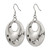 Stainless Steel Polished Circle Cut Out Dangle Shepherd Hook Drop French Wire Earrings, 60 mm - View 3
