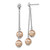 Stainless Steel Champagne Simulated Pearl Post Dangle Earrings, 55.2 mm