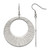 Chisel Stainless Steel Polished and Textured Circle Dangle Shepherd Hook Drop French Wire Earrings, 60 mm
