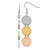 Stainless Steel Tri-Color Ion-Plated Laser Cut Discs Dangle French Wire Earrings, 75 mm