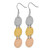Stainless Steel Tri-Color Ion-Plated Laser Cut Discs Dangle French Wire Earrings, 75 mm - View 3