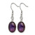 Stainless Steel Synthetic Amethyst Drop French Wire Earrings, 38 mm - View 3