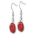 Stainless Steel Red Agate Oval Dangle French Wire Earrings, 42.75 mm - View 3