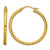 Chisel Stainless Steel Polished and Textured Yellow Ion-Plated Hollow Hoop Earrings, 35 mm