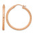 Chisel Stainless Steel Polished and Textured Rose Ion-Plated Hollow Hoop Earrings, 35 mm