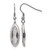 Chisel Stainless Steel Polished Grey Glass Oval Dangle Shepherd Hook Drop French Wire Earrings, 43 mm