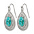 Chisel Stainless Steel Polished Simulated Turquoise and Cubic Zirconia Dangle Shepherd Hook Drop French Wire Earrings, 19 mm Wide - View 3