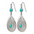 Chisel Stainless Steel Polished Hammered with Simulated Turquoise and Cubic Zirconia Dangle Shepherd Hook Drop French Wire Earrings - View 3