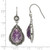 Stainless Steel Polished & Antiqued Purple & Clear Cubic Zirconia Dangle French Wire Earrings, 40 mm - View 4