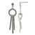 Stainless Steel Polished & Antiqued Circle & Bars Post Dangle Earrings, 50 mm