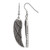 Chisel Stainless Steel Antiqued and Polished Wing Dangle Shepherd Hook Drop French Wire Earrings