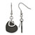 Chisel Stainless Steel Polished Black Ion-Plated Heart Dangle French Wire Earrings